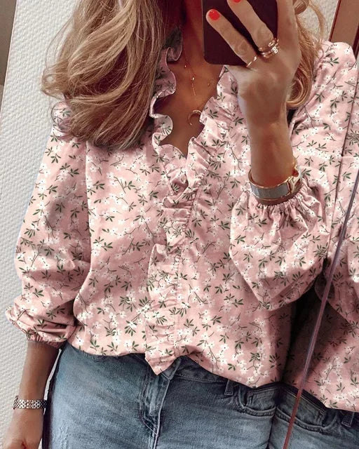 Women's Ruffles Long Sleeve Blouse