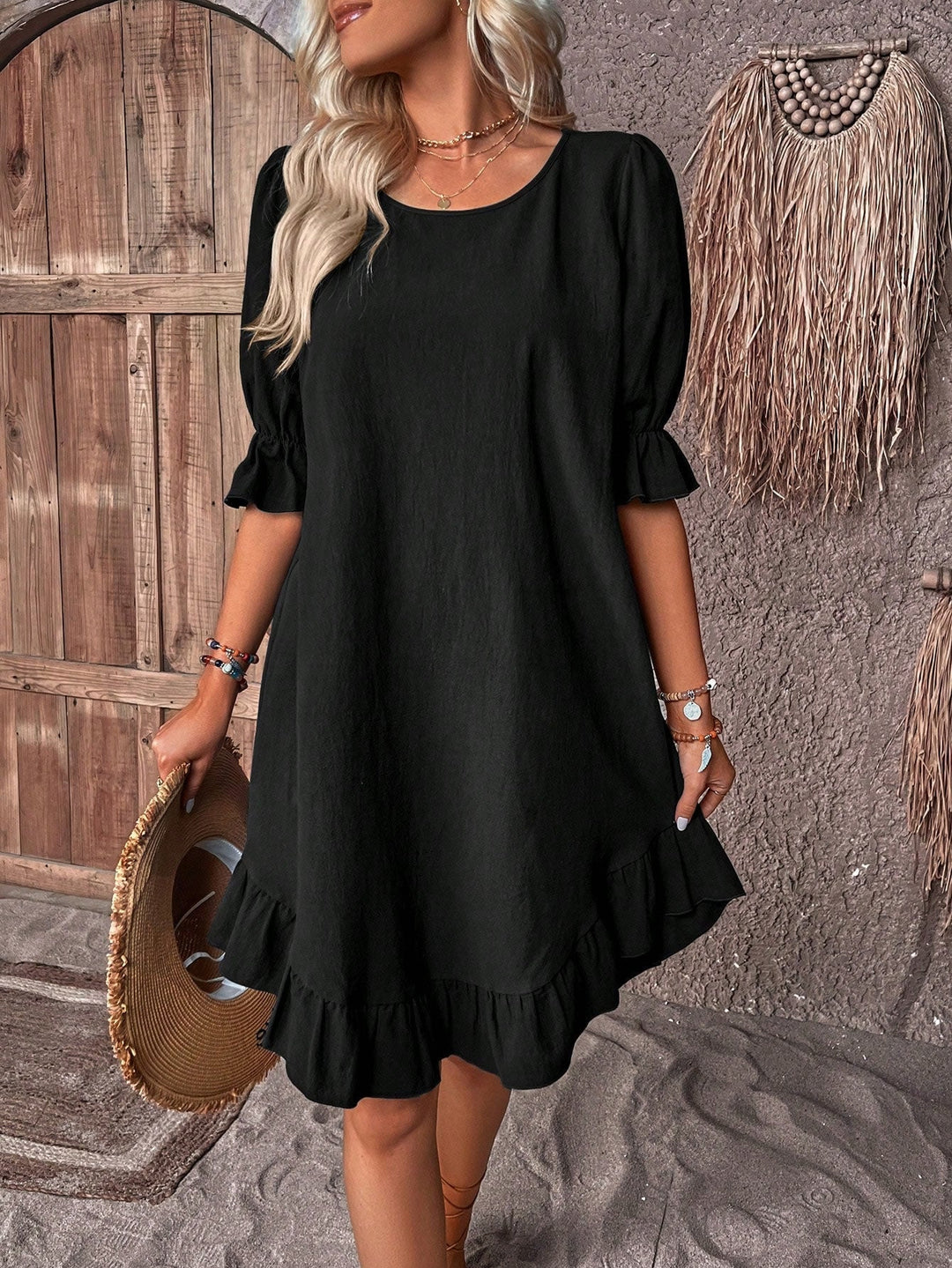 Women's Tummy Covering Summer Dress | Ruffle Hem