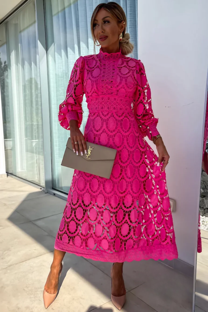 Women's Elegant Lace Midi Dress