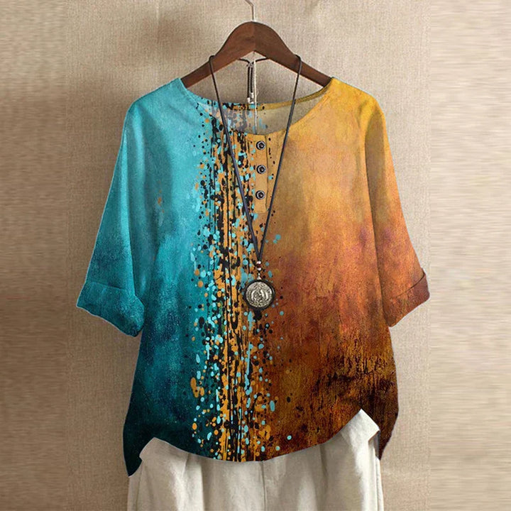 Women’s Retro Floral Blouse | Short Sleeve