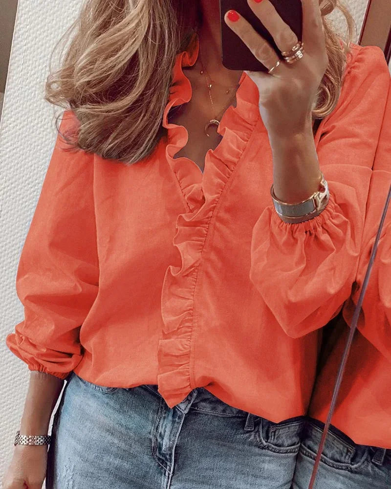 Women's Ruffles Long Sleeve Blouse