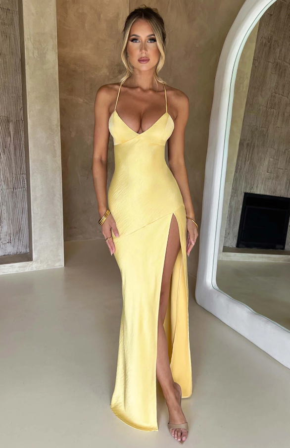Women's Elegant Strappy High Split Maxi Dress