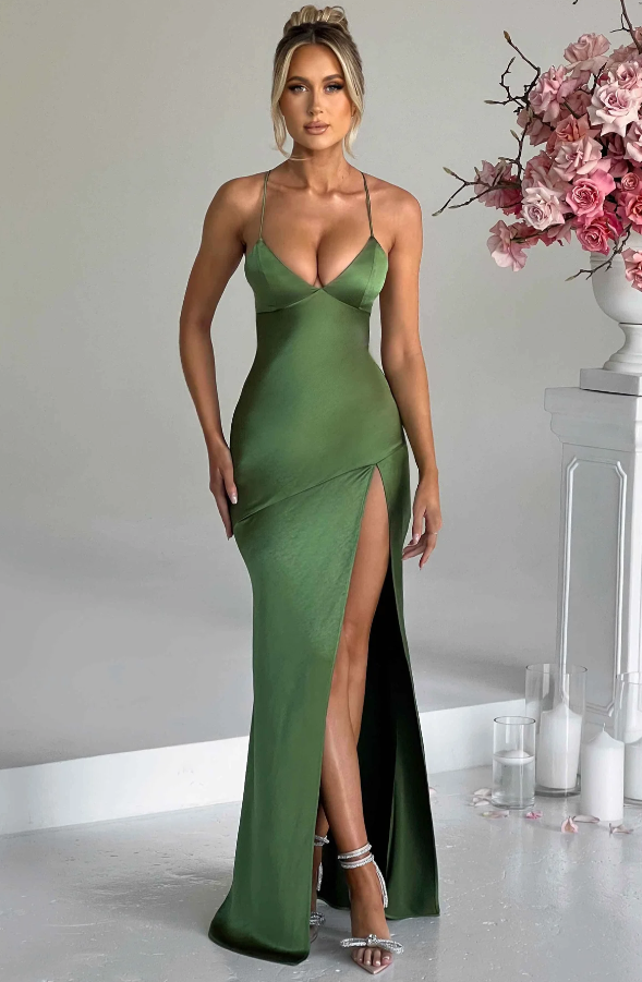 Women's Elegant Strappy High Split Maxi Dress