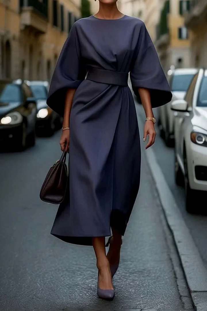 Women's Elegant Lantern Sleeves Midi Dress