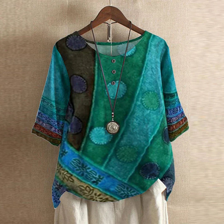 Women’s Retro Floral Blouse | Short Sleeve