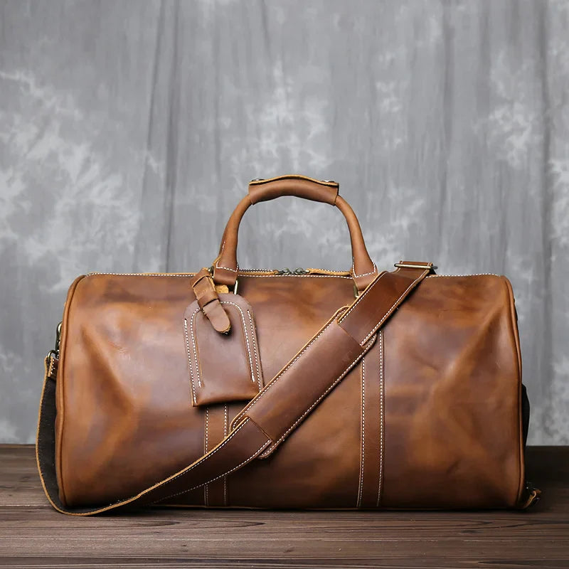 Classic Leather Duffel Travel Bag