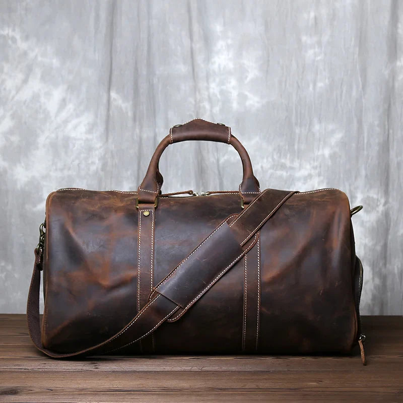 Classic Leather Duffel Travel Bag
