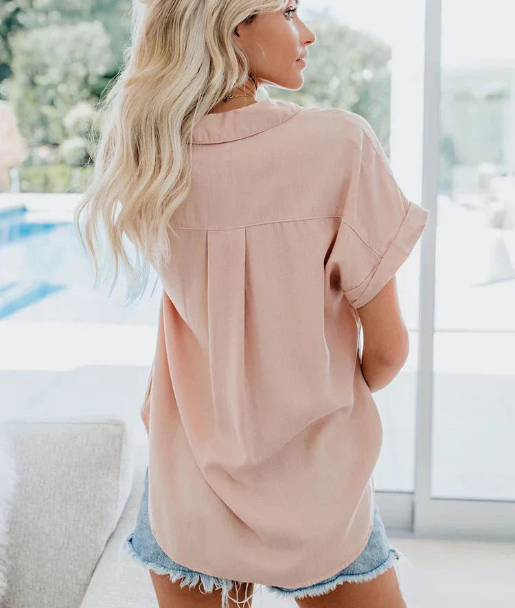 Women's Relaxed Casual Blouse | Short Sleeve