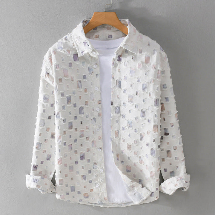 Plaid Shirt | Long Sleeve Geometric Print