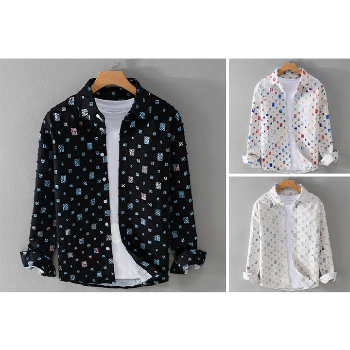 Plaid Shirt | Long Sleeve Geometric Print