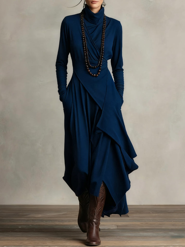 Women’s Elegant High Neck Long Sleeve Maxi Dress