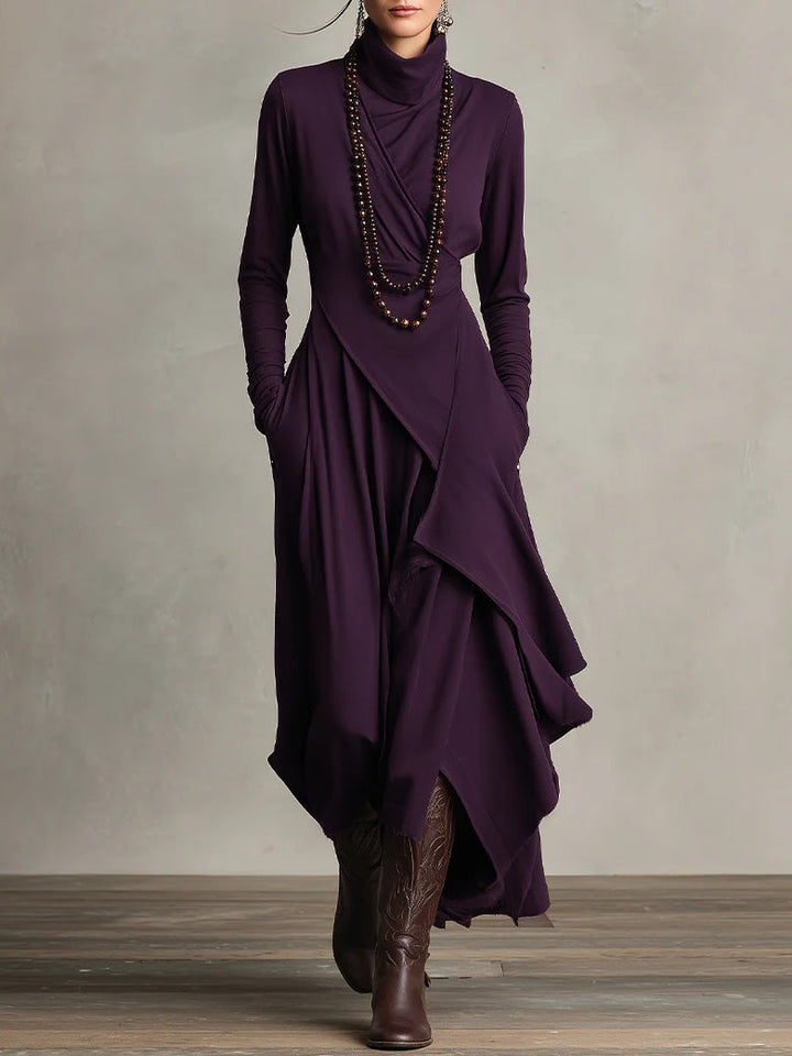 Women’s Elegant High Neck Long Sleeve Maxi Dress