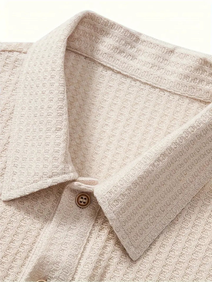 Casual Textured Short Sleeve Polo Shirt