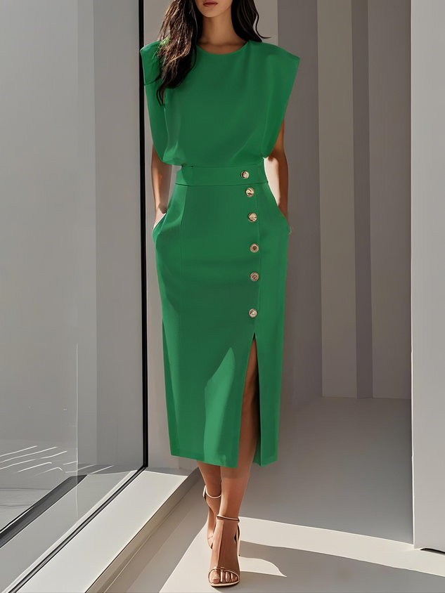 Women's Elegant Charm Effortless Midi Dress