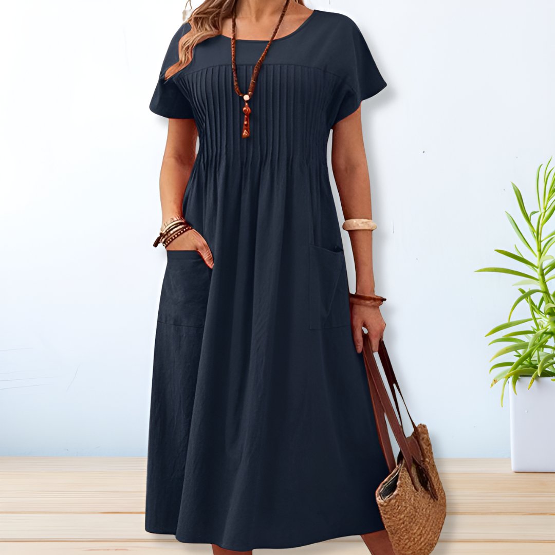 Women’s Relaxed Boho Midi Dress | Short Sleeve