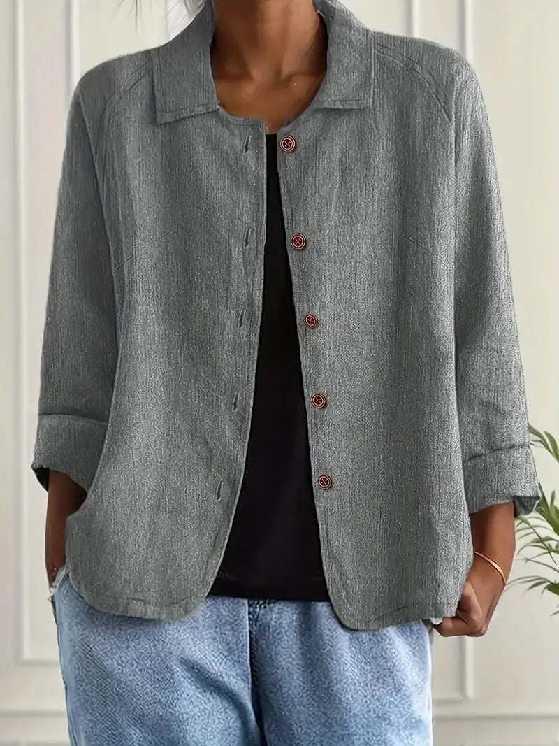Women's Light Button Front Top | 3/4 Sleeve