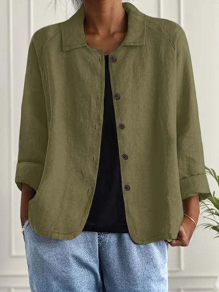 Women's Light Button Front Top | 3/4 Sleeve