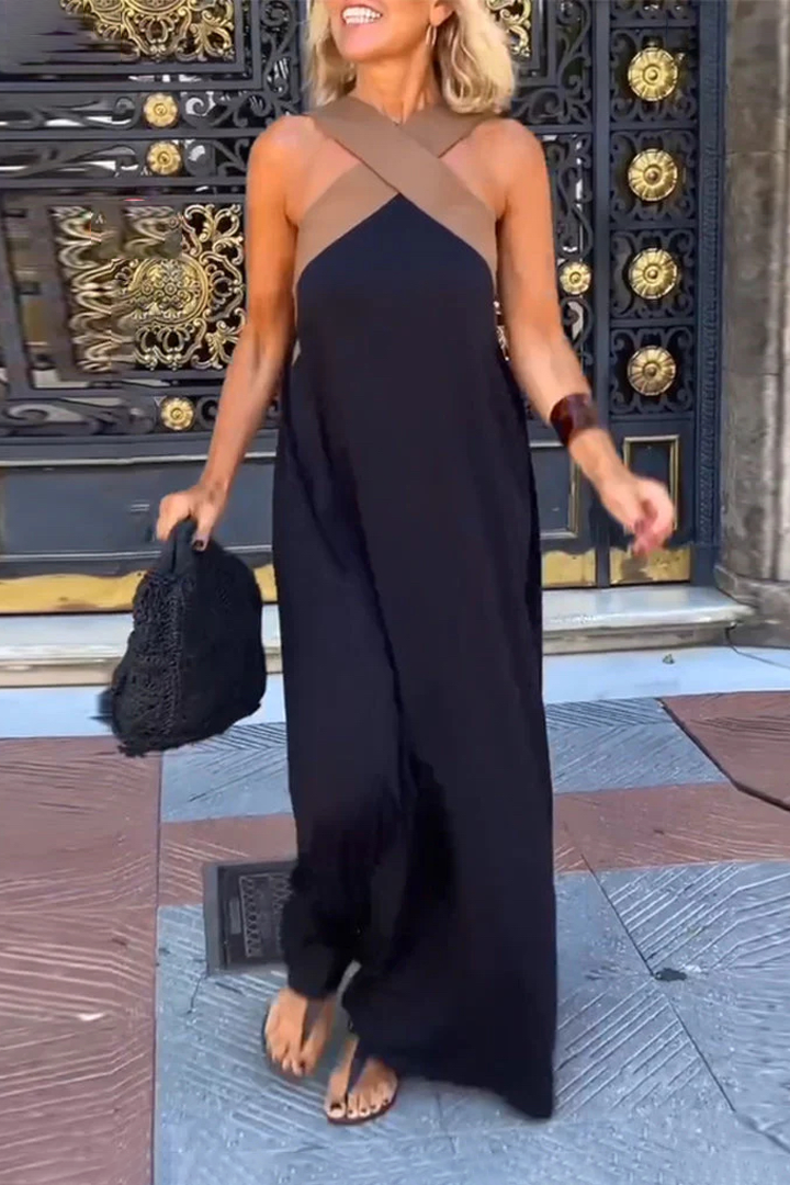 Cross Halter Neck Sleeveless Dress