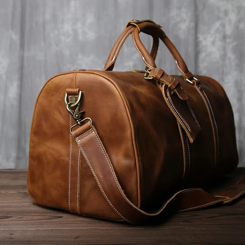 Classic Leather Duffel Travel Bag