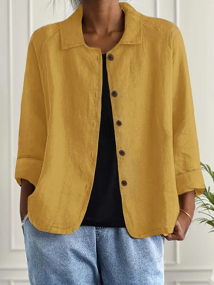 Women's Light Button Front Top | 3/4 Sleeve