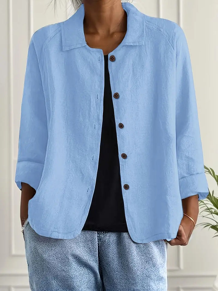 Women's Light Button Front Top | 3/4 Sleeve