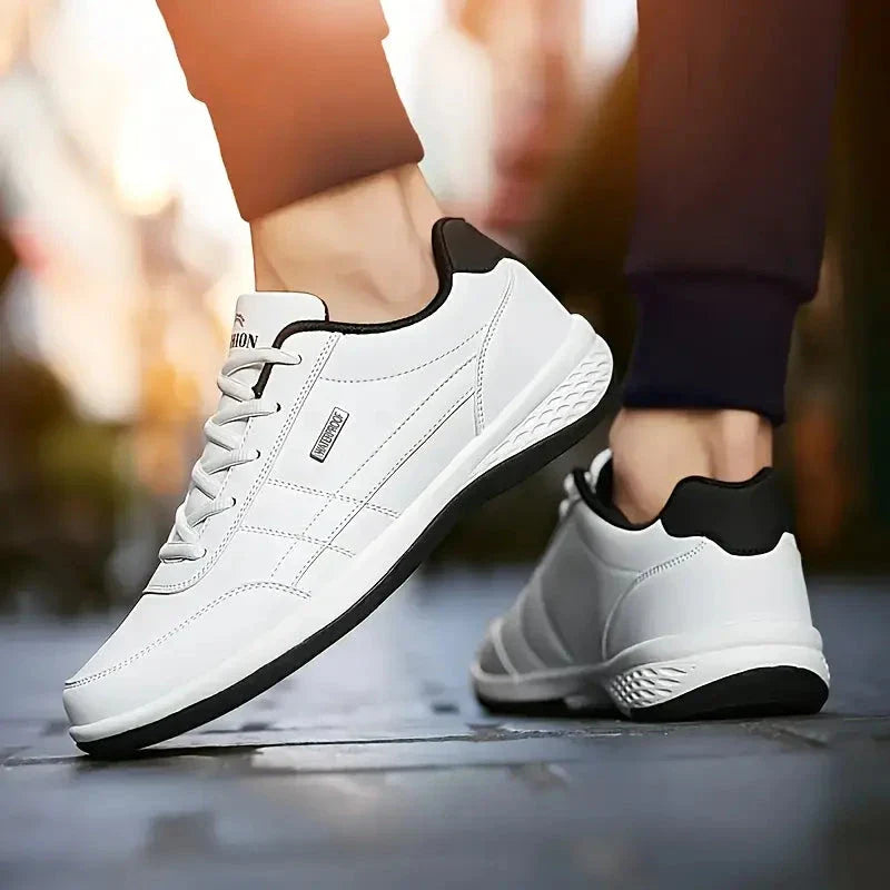 Low Top Lace Up Leather Trainers