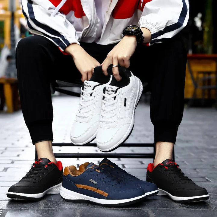 Low Top Lace Up Leather Trainers