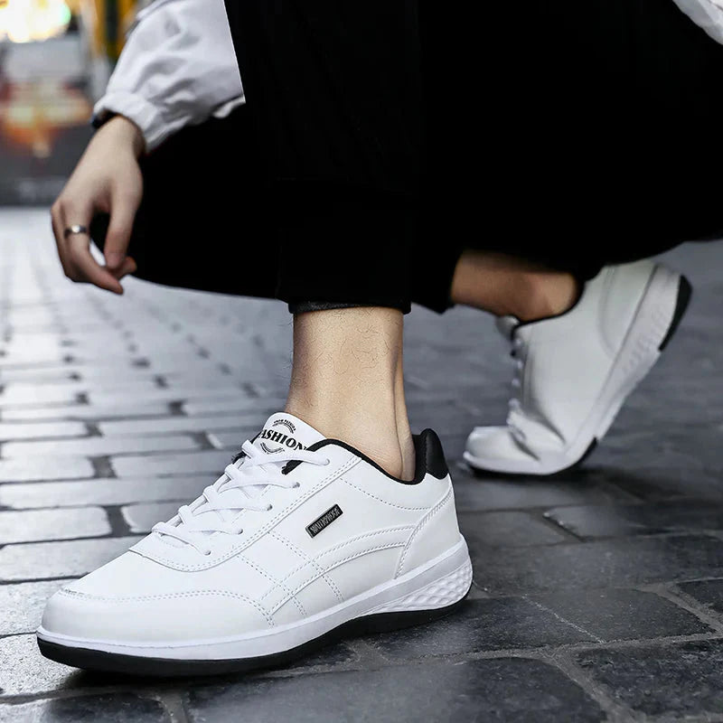 Low Top Lace Up Leather Trainers