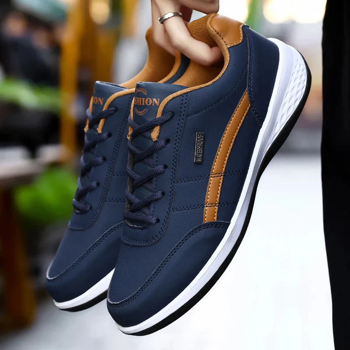 Low Top Lace Up Leather Trainers