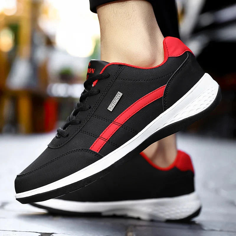 Low Top Lace Up Leather Trainers