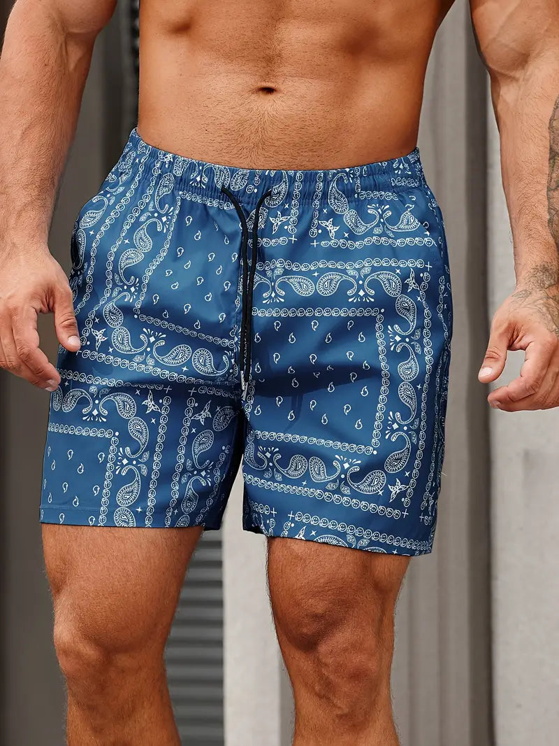 Men's Comfortable Bandana Print Swim Shorts