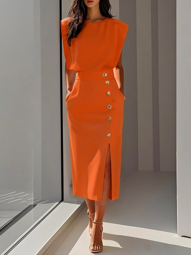 Women's Elegant Charm Effortless Midi Dress
