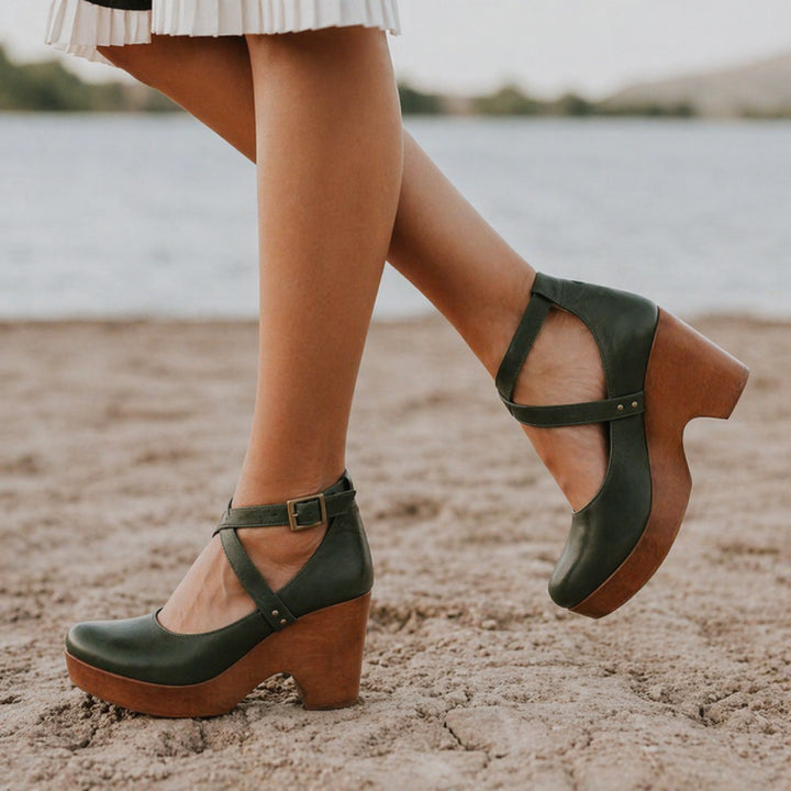 Women's Elegant Wedge Heels | Closed Toe Ankle Strap