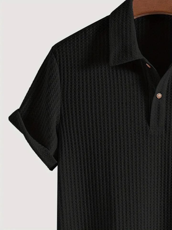 Casual Textured Short Sleeve Polo Shirt