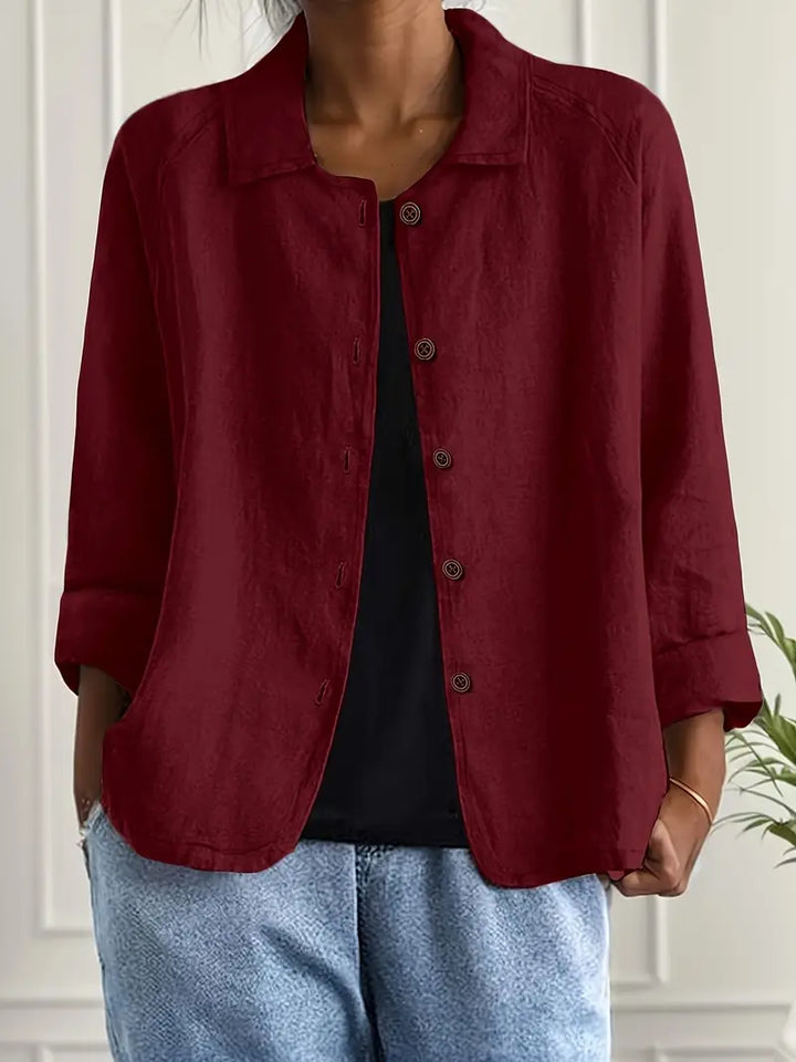 Women's Light Button Front Top | 3/4 Sleeve
