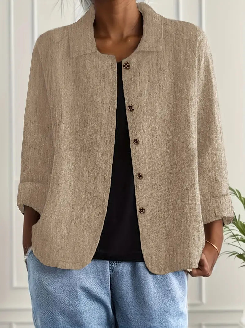 Women's Light Button Front Top | 3/4 Sleeve