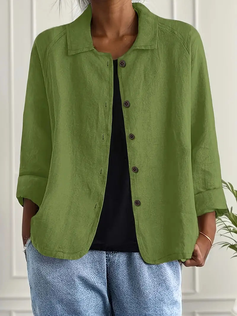Women's Light Button Front Top | 3/4 Sleeve