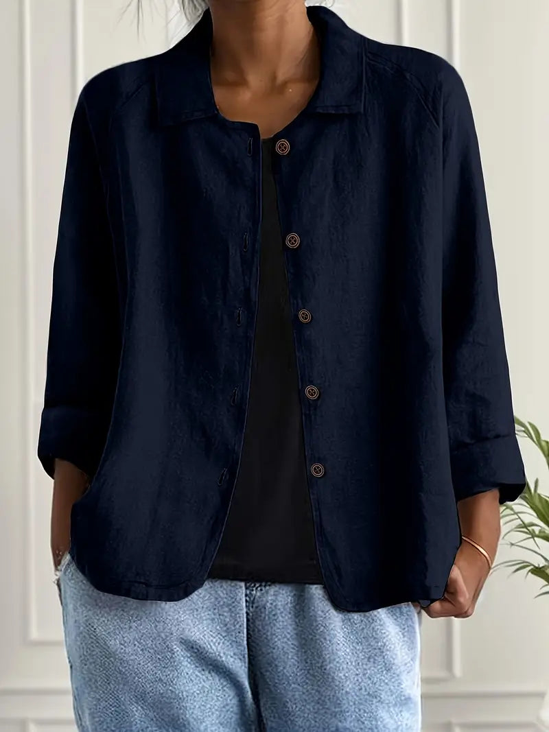 Women's Light Button Front Top | 3/4 Sleeve