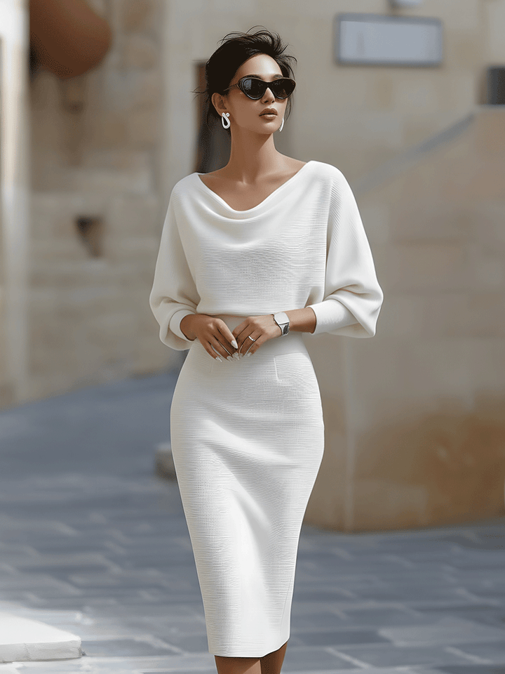 Women's Elegant Cowl Midi Dress