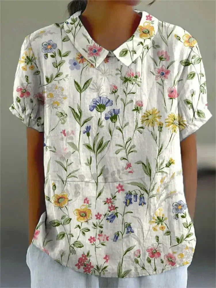 Floral Shirt | Women's Floral Short Sleeve Blouse