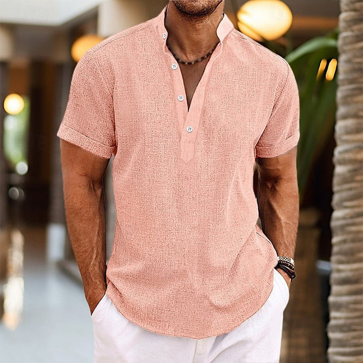 Men's Lightweight Short Sleeve Shirt | Grandad Collar