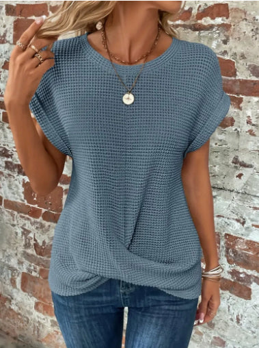 Women's Casual Tee | Waffle Twist Hem