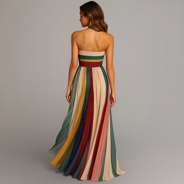 Women's Strapless Pleated Holiday Glam Maxi Dress