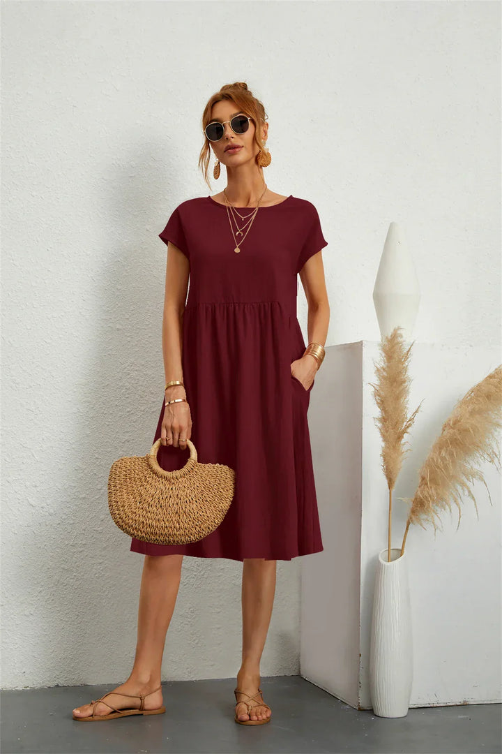 Casual Short Sleeve Pocket Dress for Women