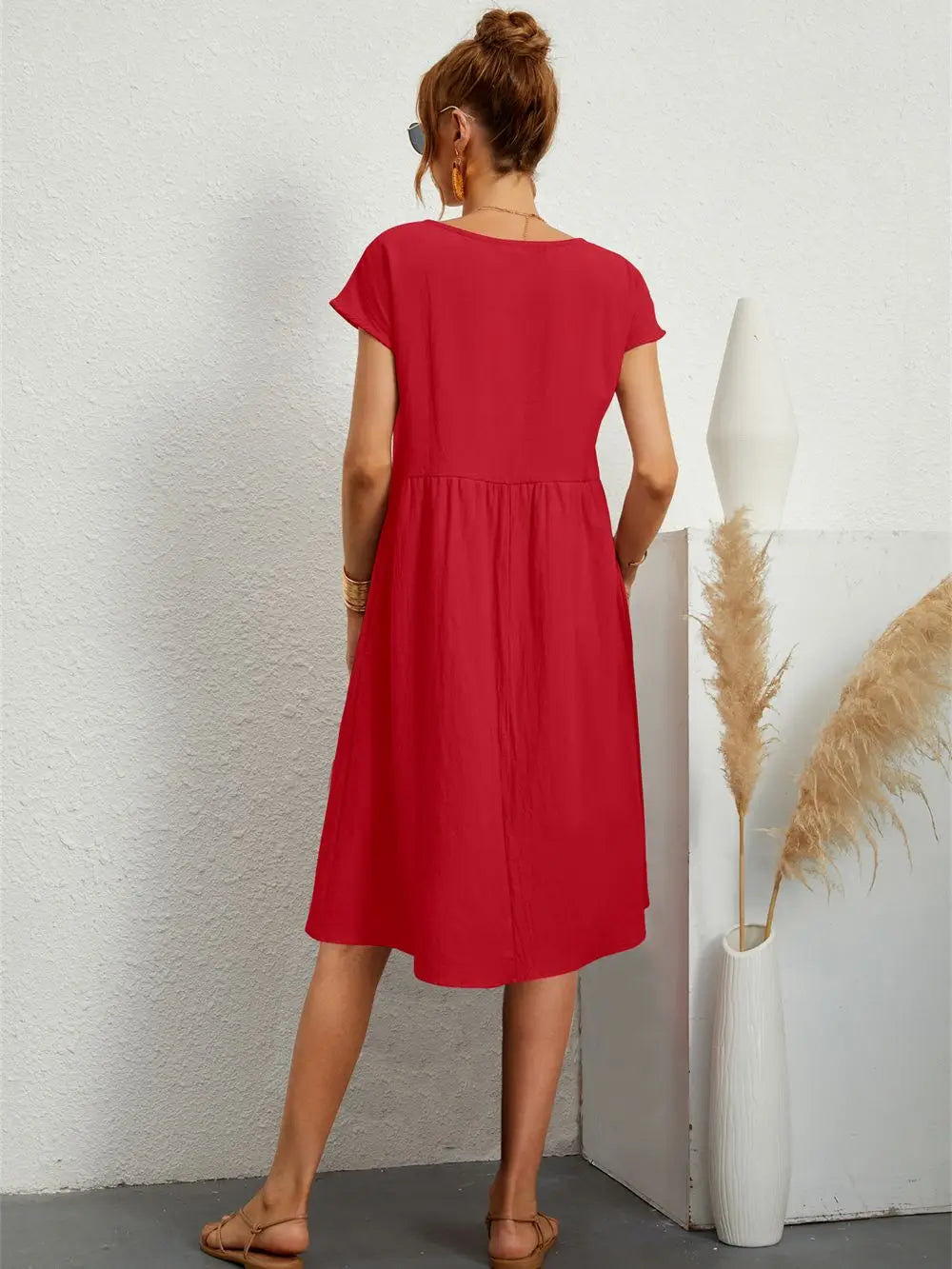 Casual Short Sleeve Pocket Dress for Women