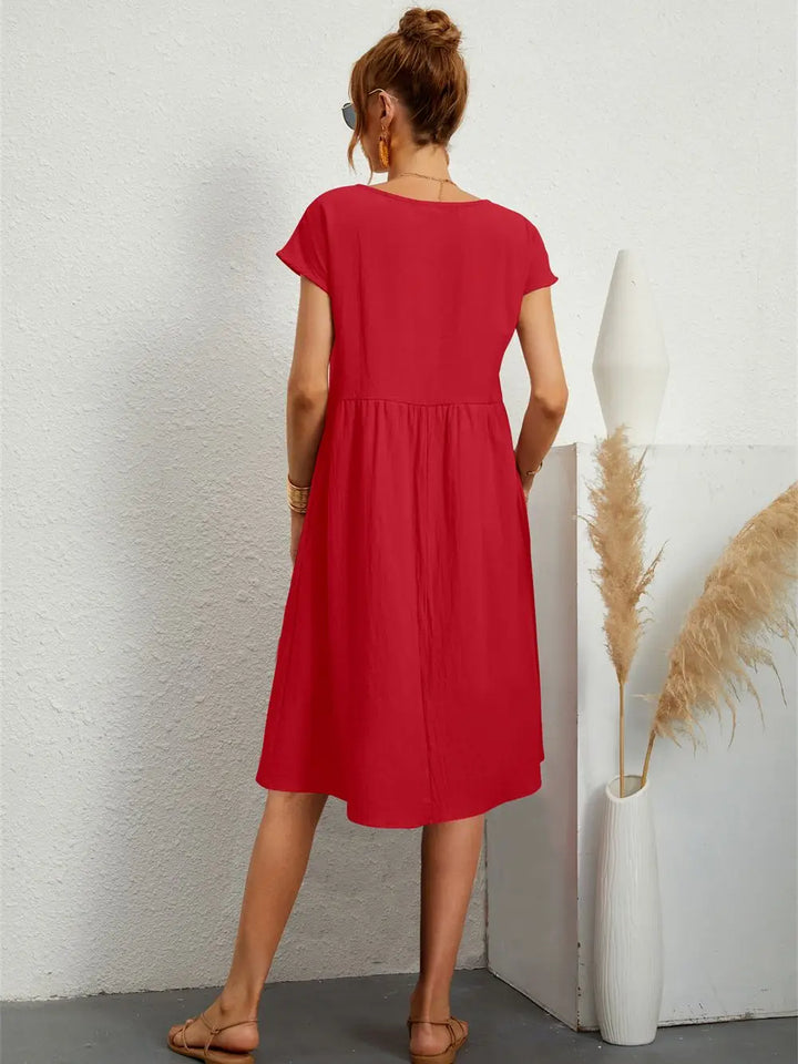 Casual Short Sleeve Pocket Dress for Women