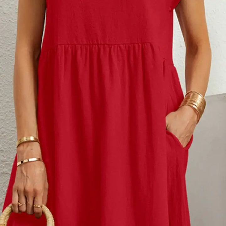 Casual Short Sleeve Pocket Dress for Women