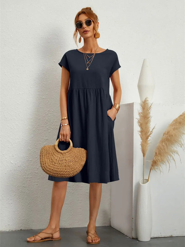 Casual Short Sleeve Pocket Dress for Women