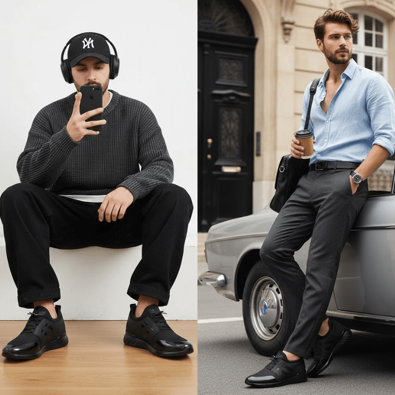Leather Lace-Up Low Top Trainers
