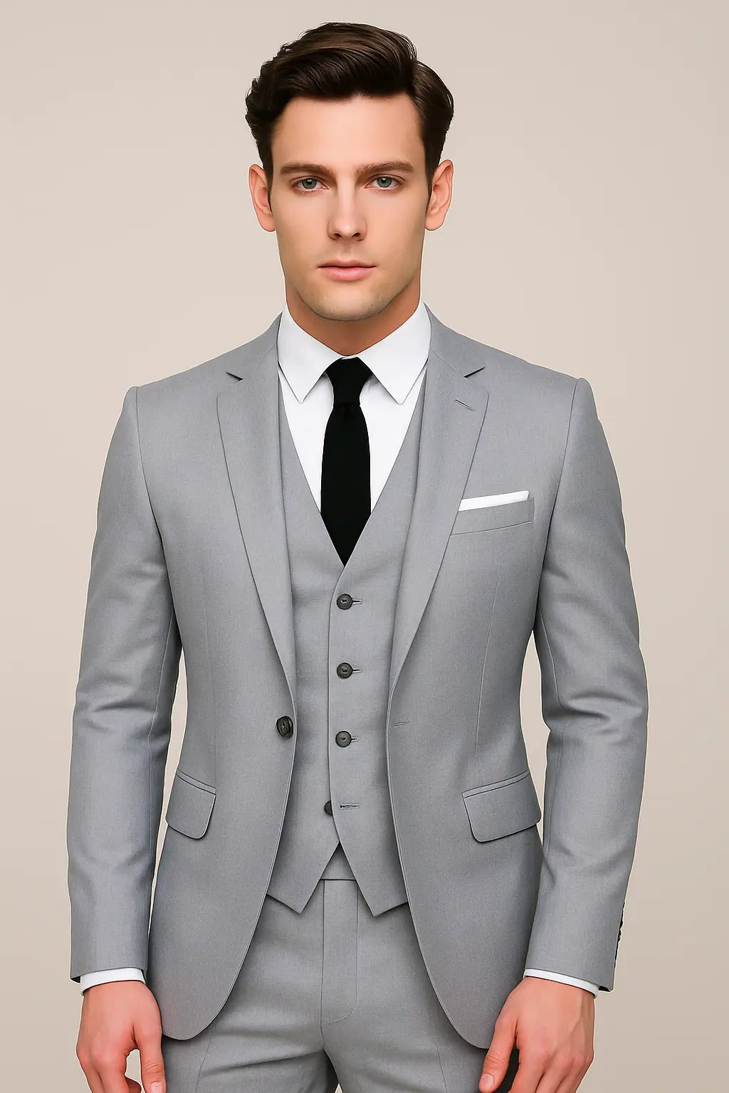 Men's 3-Piece Suit | Single Breasted Slim Fit Formal Set Front